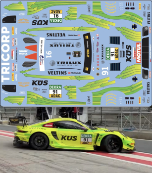 Decal Porsche 911 991 GT3 R Grello Manthey DTM  2026 #91 All Scales